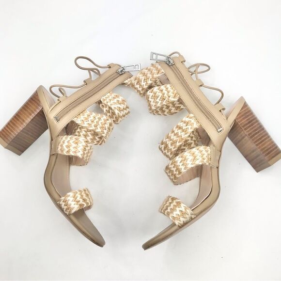 Charles by Charles David ELLA Tan Cream Woven Caged Strappy Block Heel Sandals - Picture 5 of 16